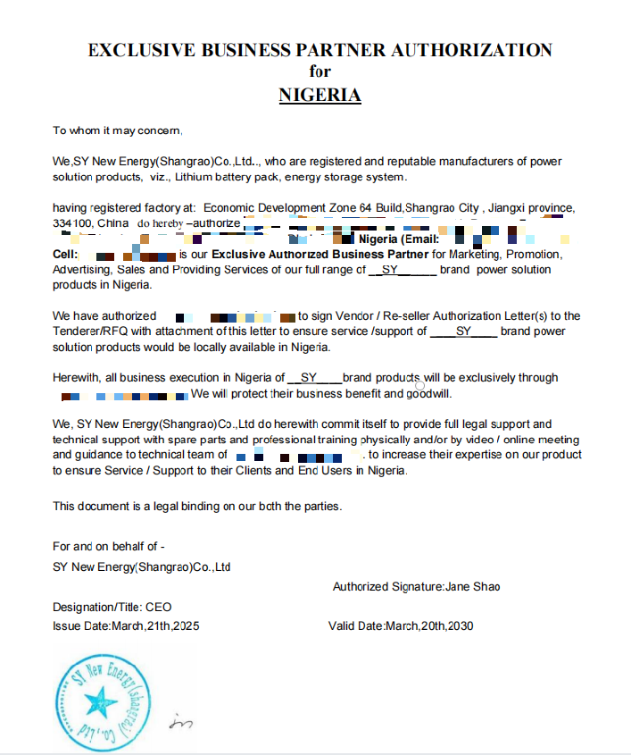 Exclusive Business Partner Certificate In Nigeria